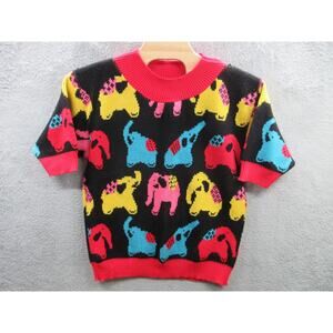 Vintage 80s Elephant Acrylic Sweater Oversize Slouchy Knit Top STEFANO Made USA